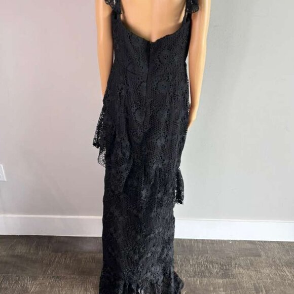 Lovers+Friends Womens Asymmetrical Festive Long Embroidered Dress Black Size L - Picture 10 of 12